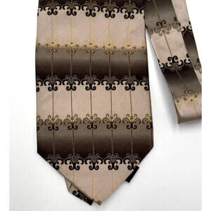 Bergamo New YorkbSilk X-Long Tie Fomal Dressy Brown Gold Geometric 5 FOR $25 💵